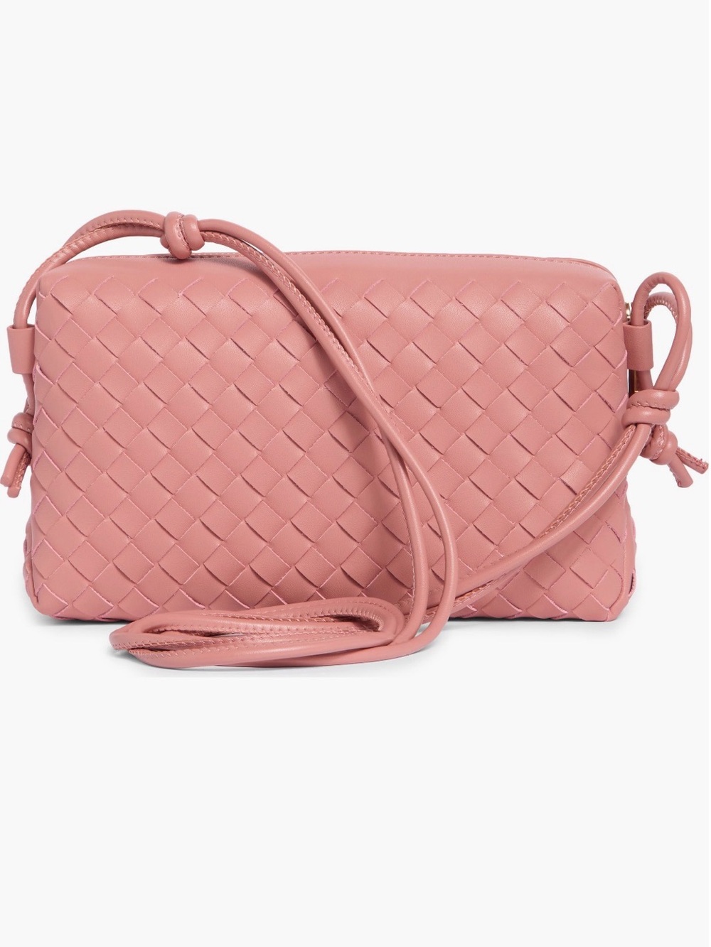New! Sam Edelman Woven Soft Pink “Margo” Leather Crossbody Bag - Picture 4 of 16